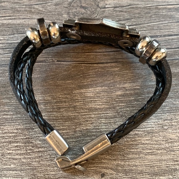 7” Harley Davidson Unisex Leather Bracelet - Picture 4 of 7